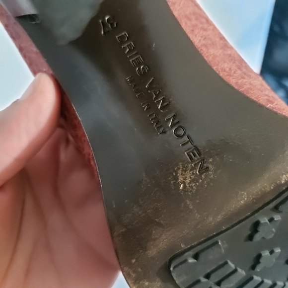 Dries Van Noten Reddish Brown Wooden Block Heel Sz: 6.5 - Picture 10 of 14